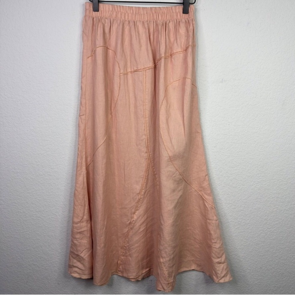 Peach Satin A-Line Maxi Skirt